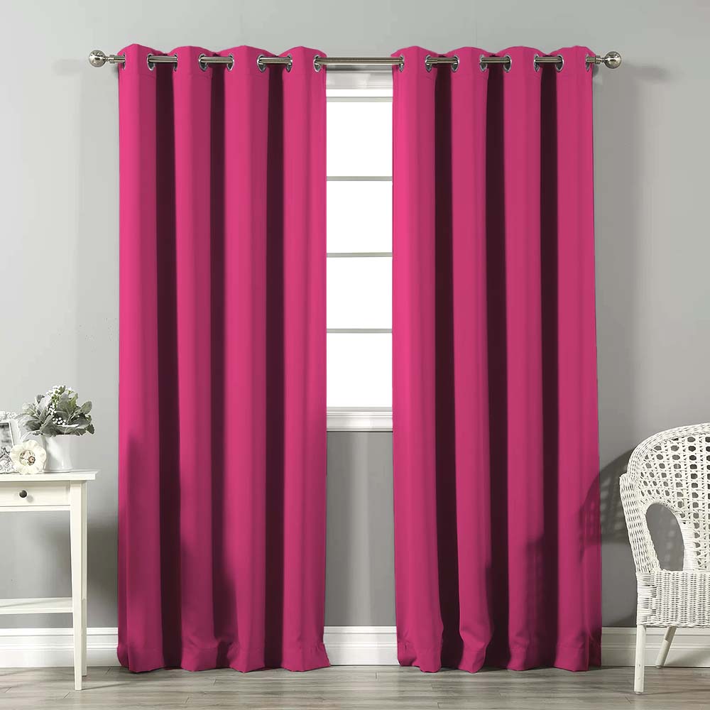 Jacquard Room Darkening Curtains in Telemagenta Pink Set Of 2 - (P96)