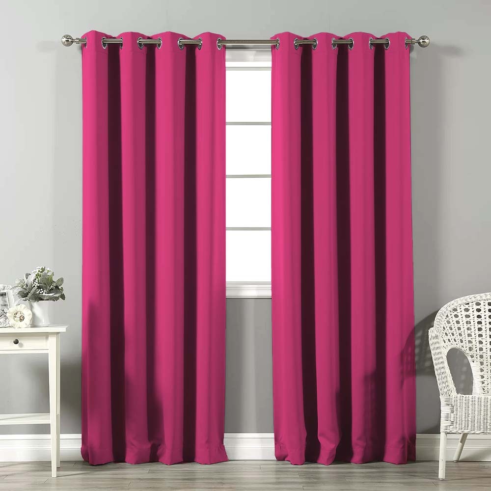 Jacquard Room Darkening Curtains in Telemagenta Pink Set Of 2 - (P96)