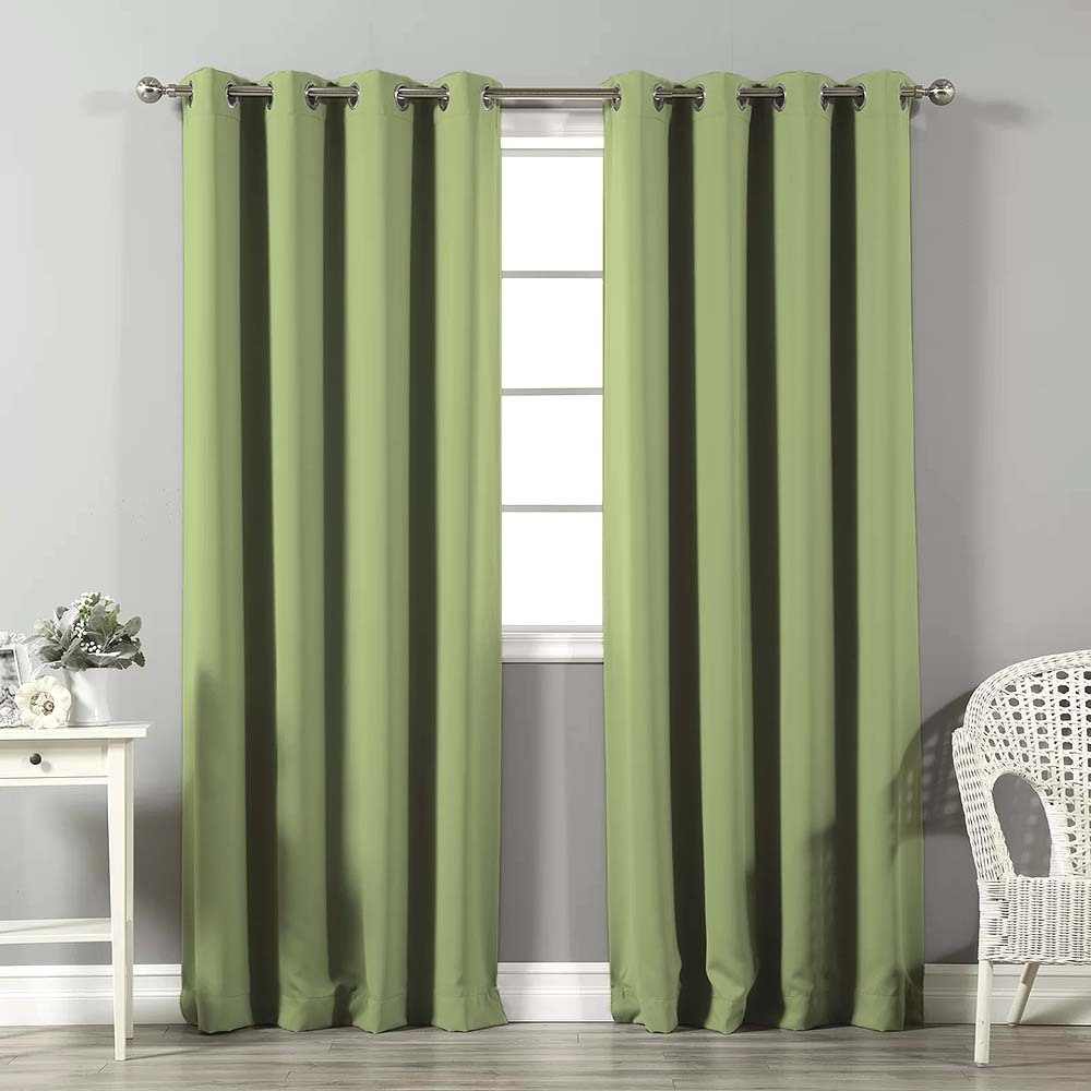 Jacquard Room Darkening Curtains in Firefly Green Set Of 2 - (P98)