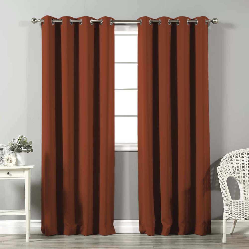Jacquard Room Darkening Curtains in Cinnamon Brown Set Of 2 - (P99)