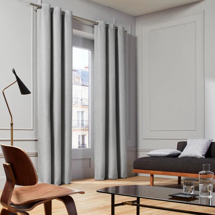 Coconut Curtain in Pearl Grey Linen – Elegant Weave with Aluminum Eyelets