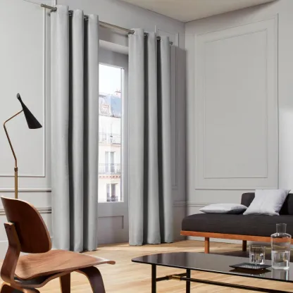 Coconut Curtain in Pearl Grey Linen – Elegant Weave with Aluminum Eyelets