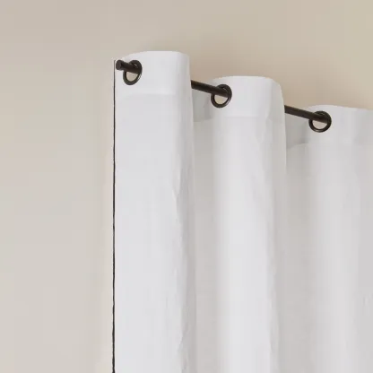 CARLINA Pure White Eyelet Curtains with Black Borden Trim