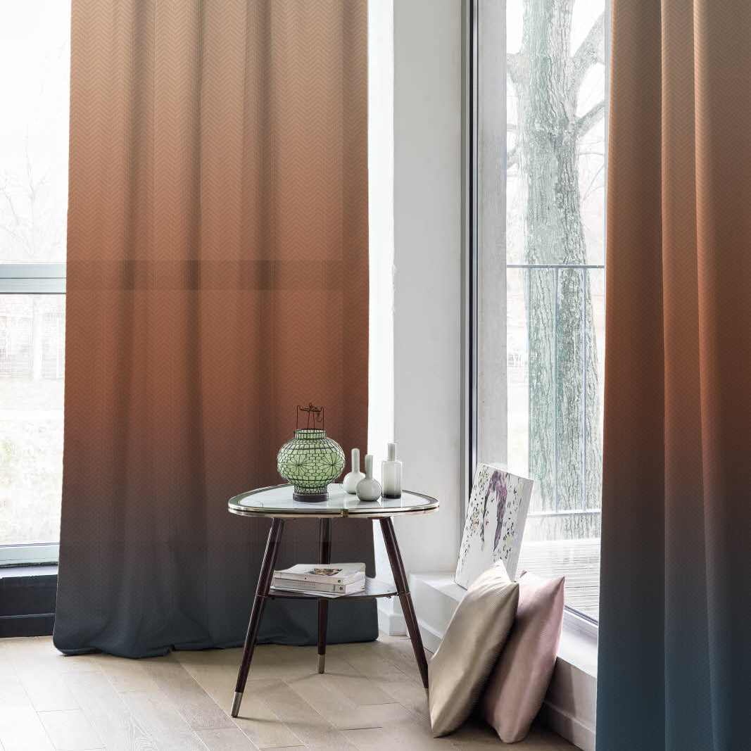 Digital Boho Printed Twill Textured Room Darkening Curtains Set Of 2 - DSBH03