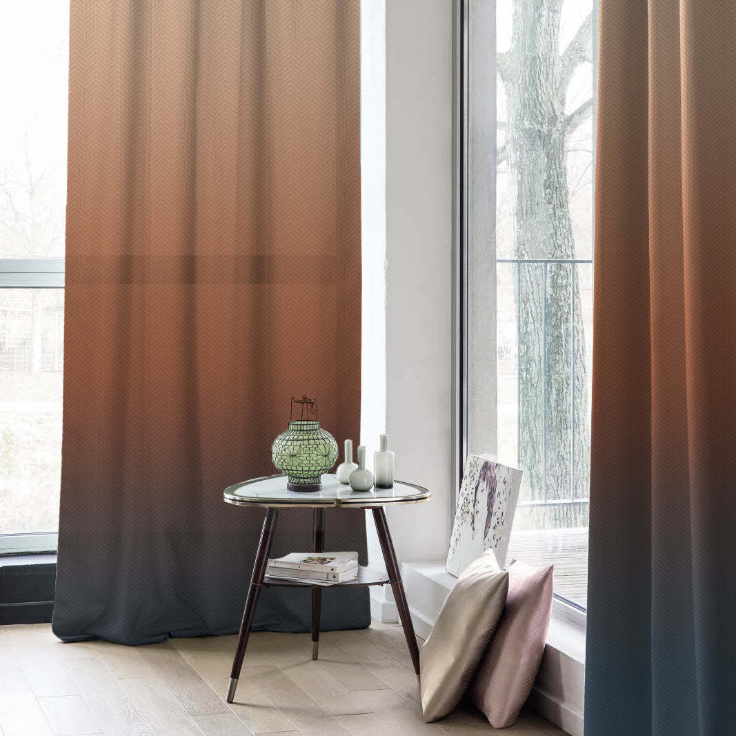 Digital Boho Printed Twill Textured Room Darkening Curtains Set Of 2 - DSBH03