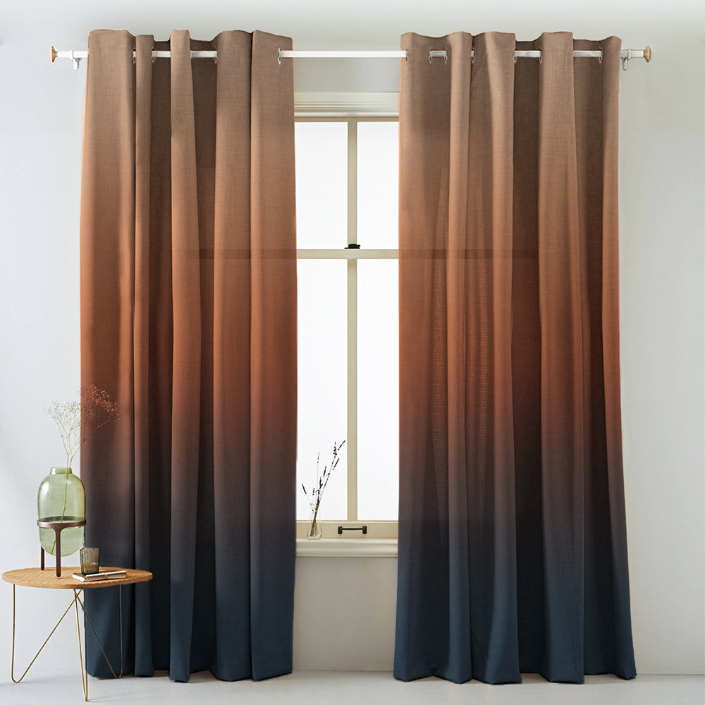 Digital Boho Printed Twill Textured Room Darkening Curtains Set Of 2 - DSBH03