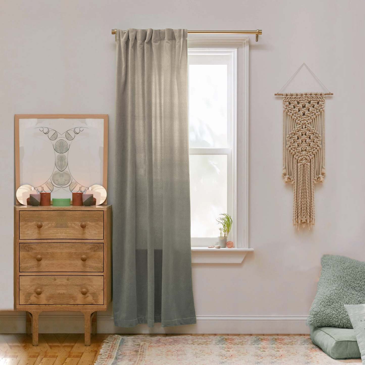 Digital Boho Printed Twill Textured Room Darkening Curtains Set Of 2 - DSBH04