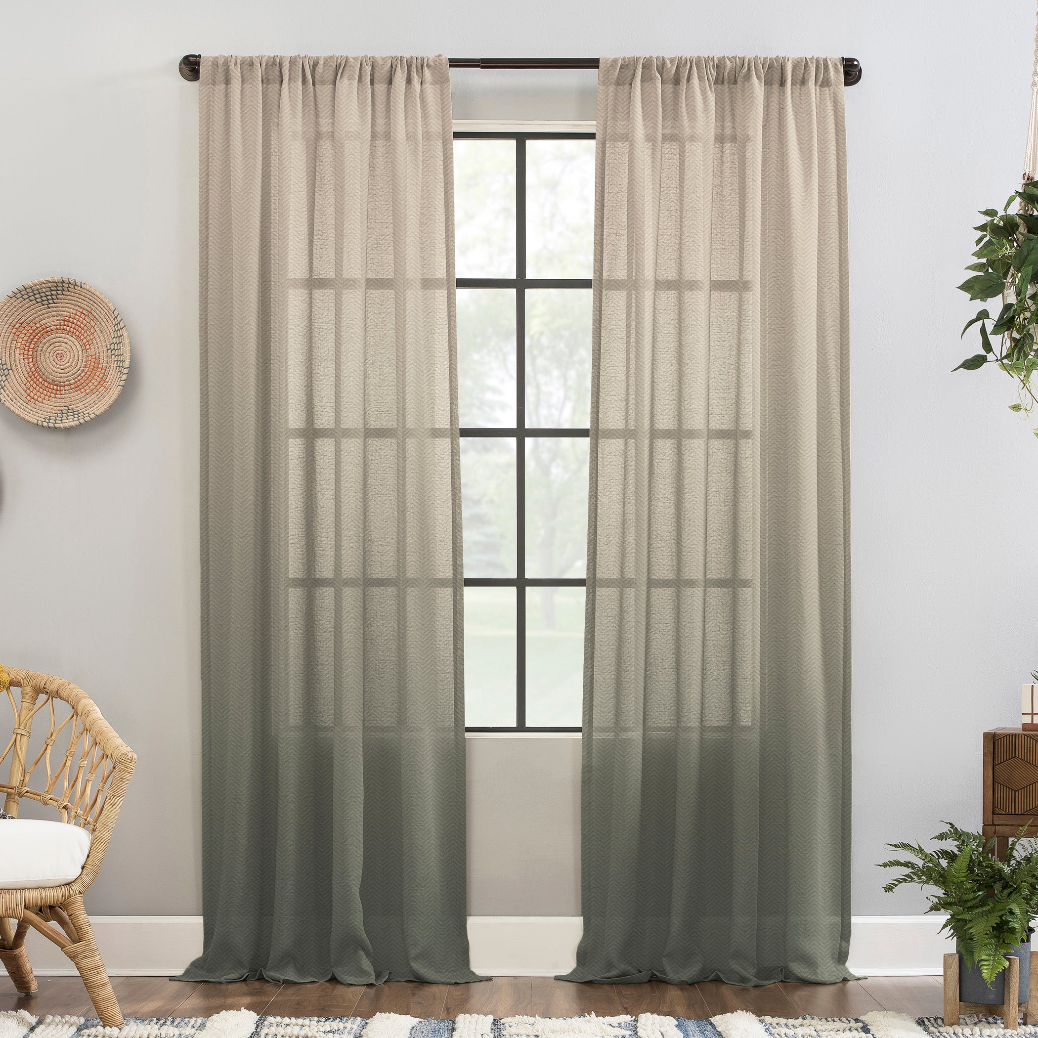 Digital Boho Printed Twill Textured Room Darkening Curtains Set Of 2 - DSBH04