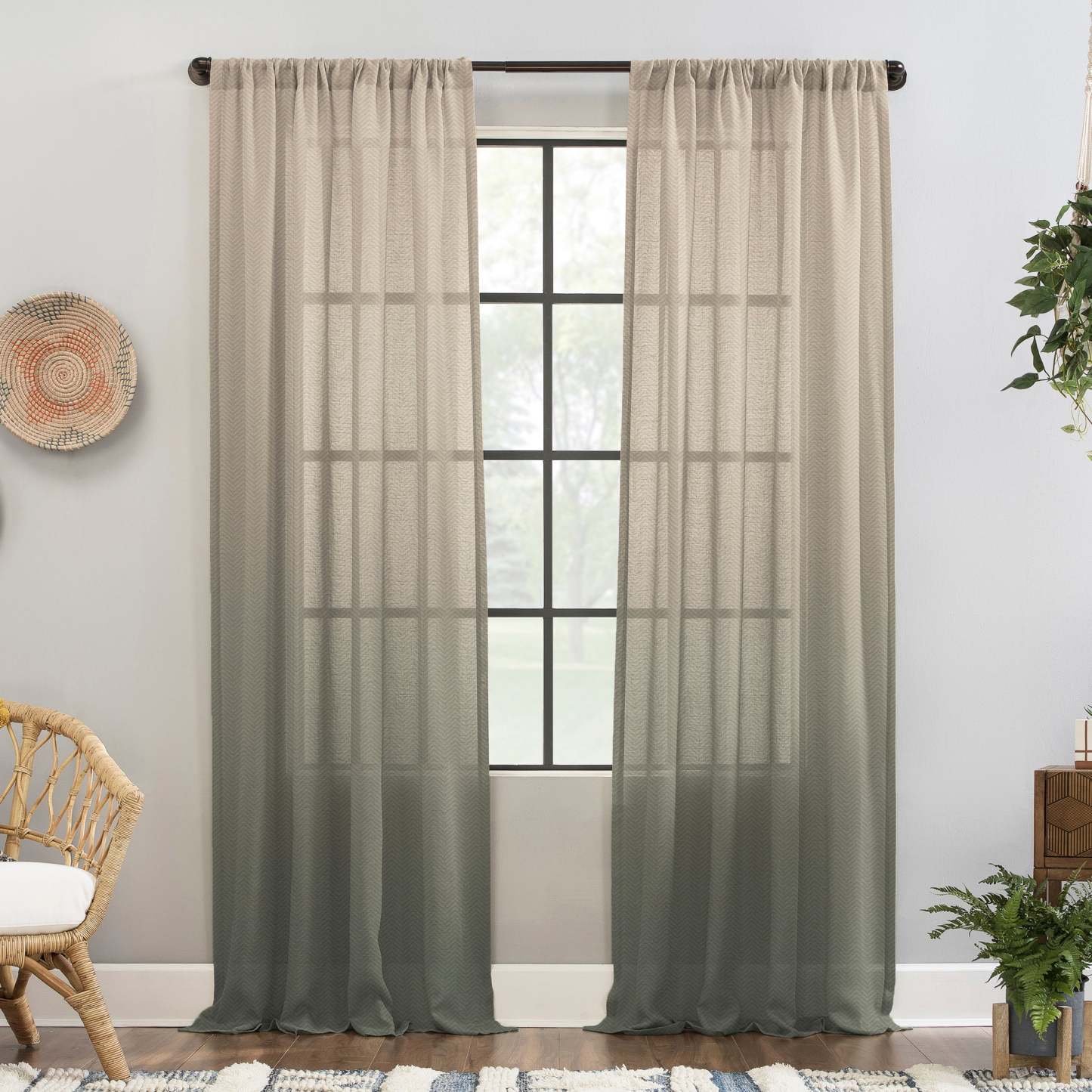 Digital Boho Printed Twill Textured Room Darkening Curtains Set Of 2 - DSBH04