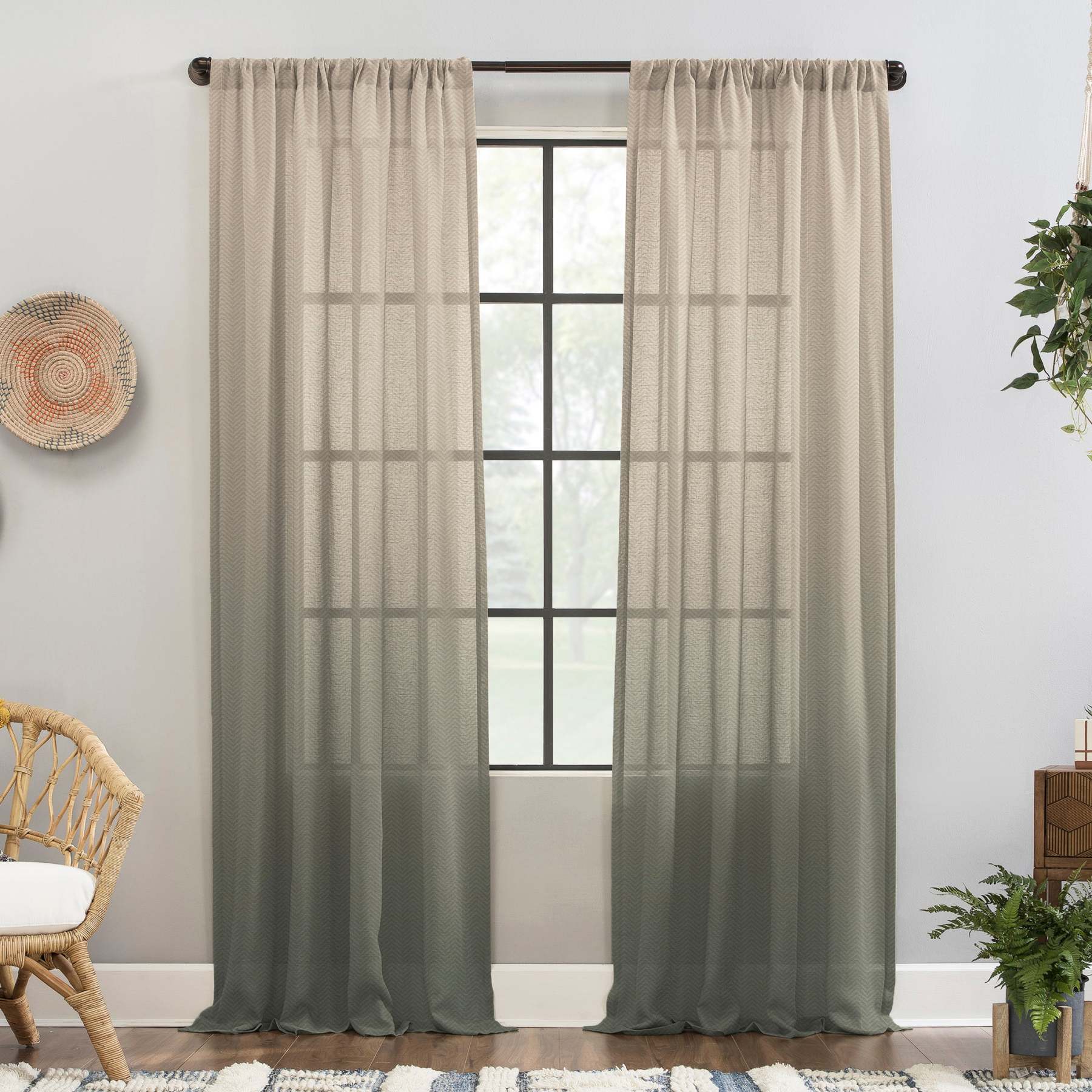 Digital Boho Printed Twill Textured Room Darkening Curtains Set Of 2 - DSBH04