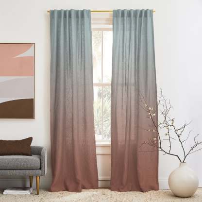 Digital Boho Printed Twill Textured Room Darkening Curtains Set Of 2 - DSBH05