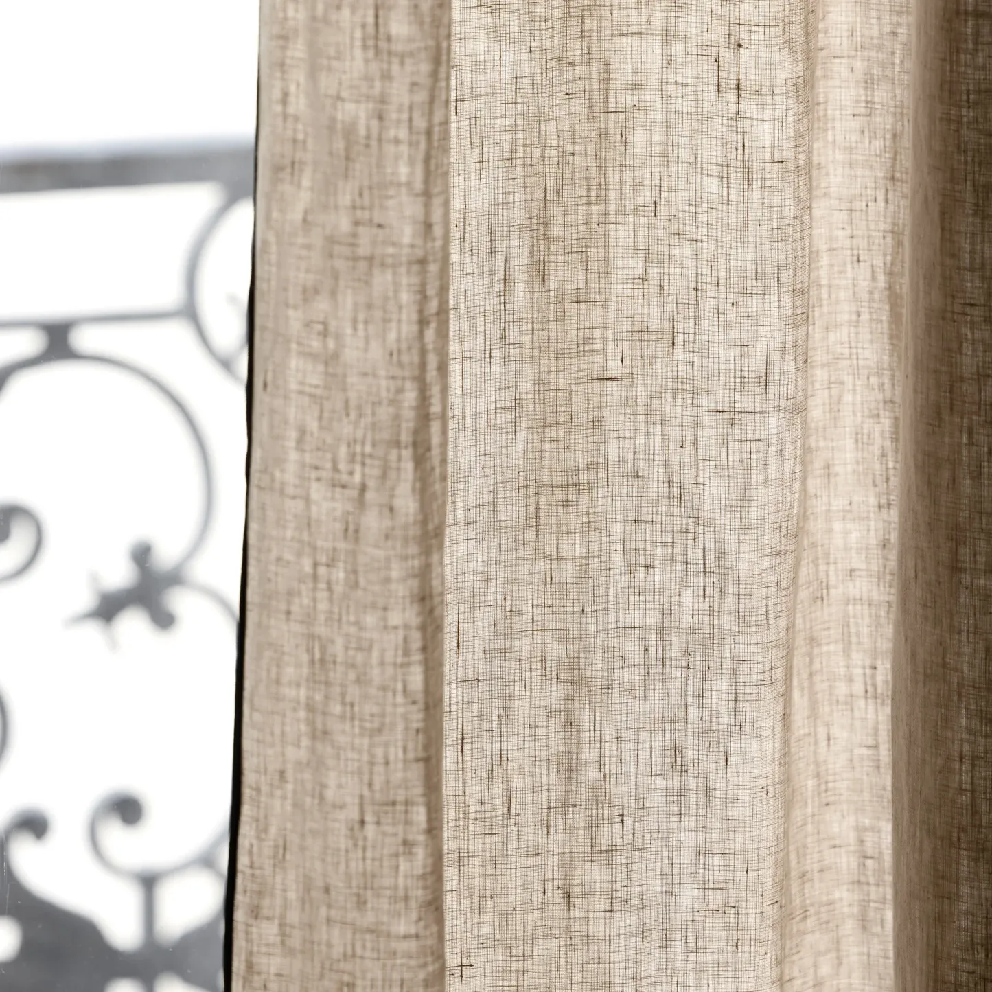 Carlina Sheer Washed Linen Curtain, Black Edged for a Refined Look