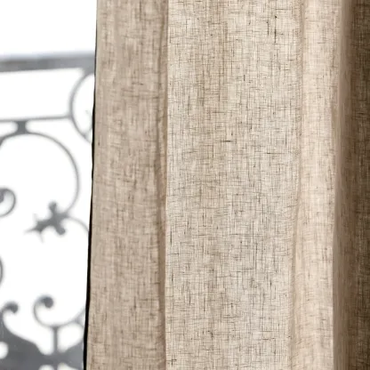 Carlina Sheer Washed Linen Curtain, Black Edged for a Refined Look