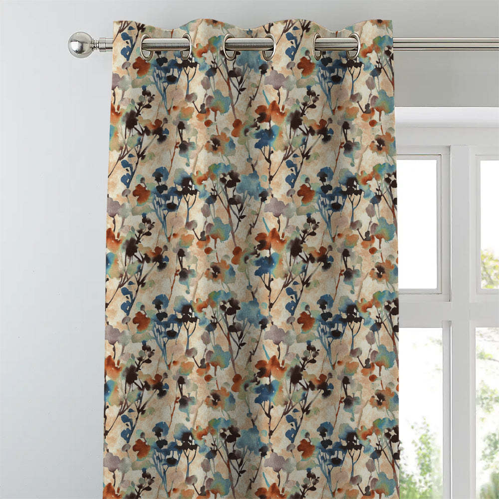 Elegant Floral Print Room Darkening Curtains- Set of 2 -DS 481A