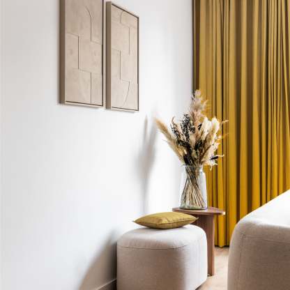 Elegant Floral & Ombre Print Combination Room Darkening Curtains - Set Of 4 Door Curtain (133ALINES3) - Yellow & Cream