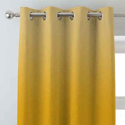 Elegant Floral & Ombre Print Combination Room Darkening Curtains - Set Of 4 Door Curtain (133ALINES3) - Yellow & Cream