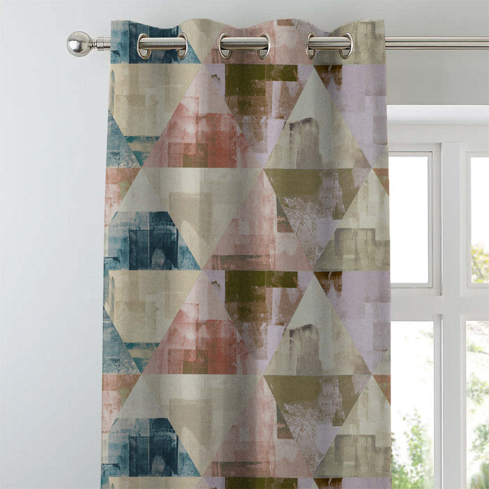Elegant Geometric Print Matt Finish Room Darkening Curtain Set of 2 - MTDS145B
