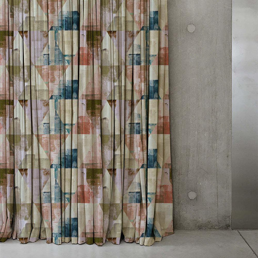 Elegant Geometric Print Matt Finish Room Darkening Curtain Set of 2 - MTDS145B