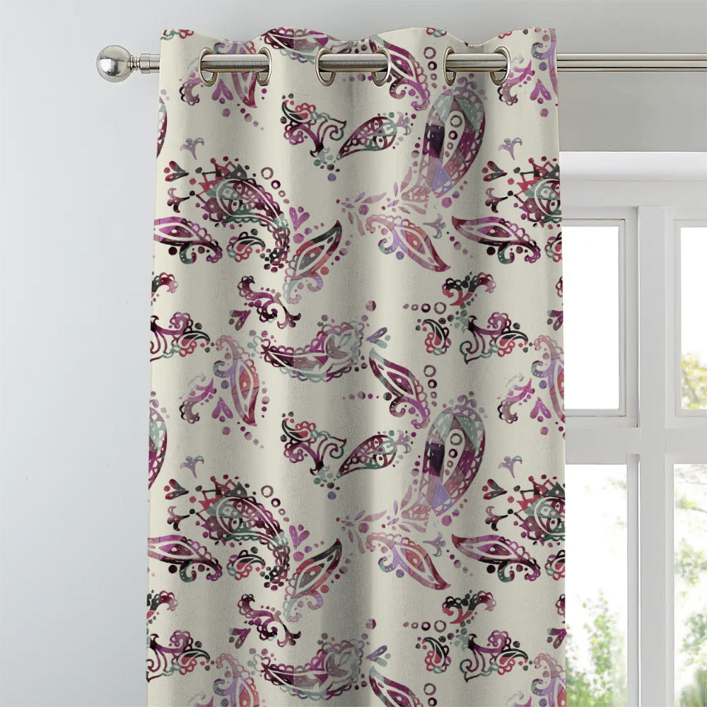 Elegant Floral Print Matt Finish  Room Darkening Curtain Set of 2 -  MTDS18D