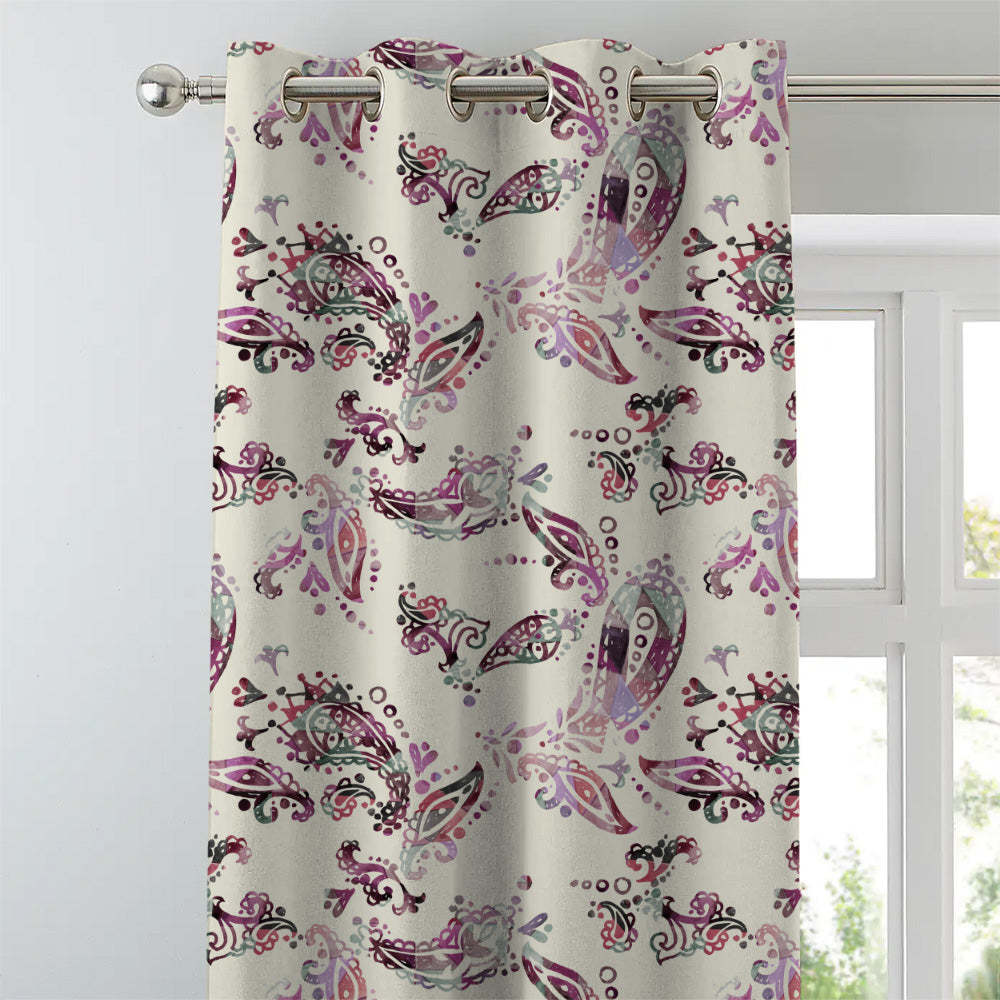 Elegant Floral Print Matt Finish Room Darkening Curtain Set of 2 - MTDS18D