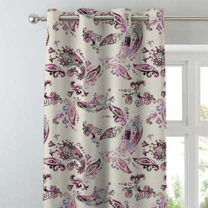 Elegant Floral Print Matt Finish  Room Darkening Curtain Set of 2 -  MTDS18D