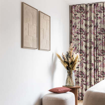 Elegant Floral Print Matt Finish  Room Darkening Curtain Set of 2 -  MTDS18D