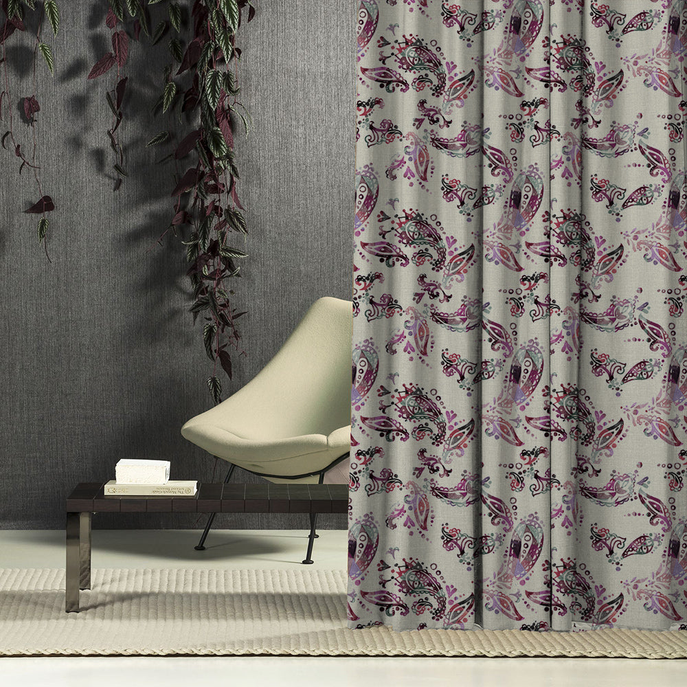 Elegant Floral Print Matt Finish  Room Darkening Curtain Set of 2 -  MTDS18D