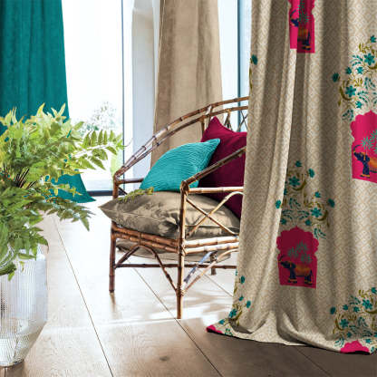 Elegant Ethenic Print Matt Finish  Room Darkening Curtain Set of 2 -  MTDS489C