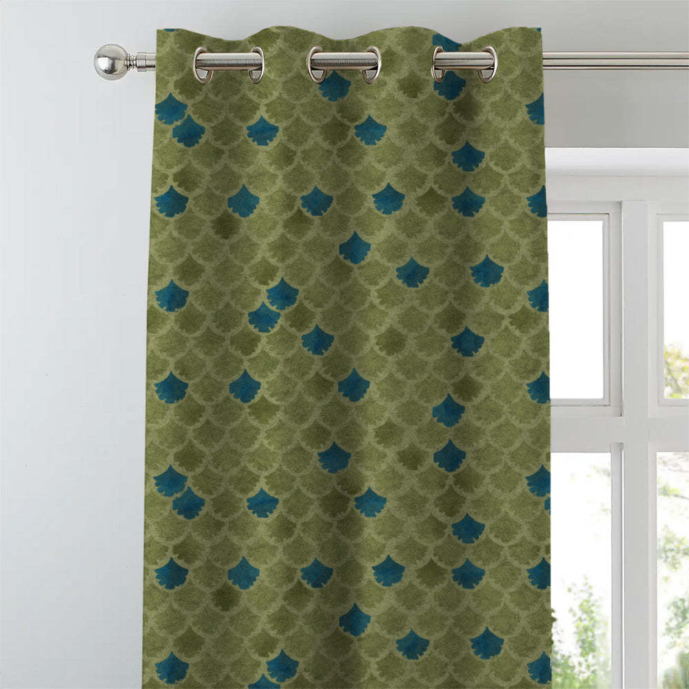 Elegant Geometric Print Matt Finish  Room Darkening Curtain Set of 2 -  MTDS497D