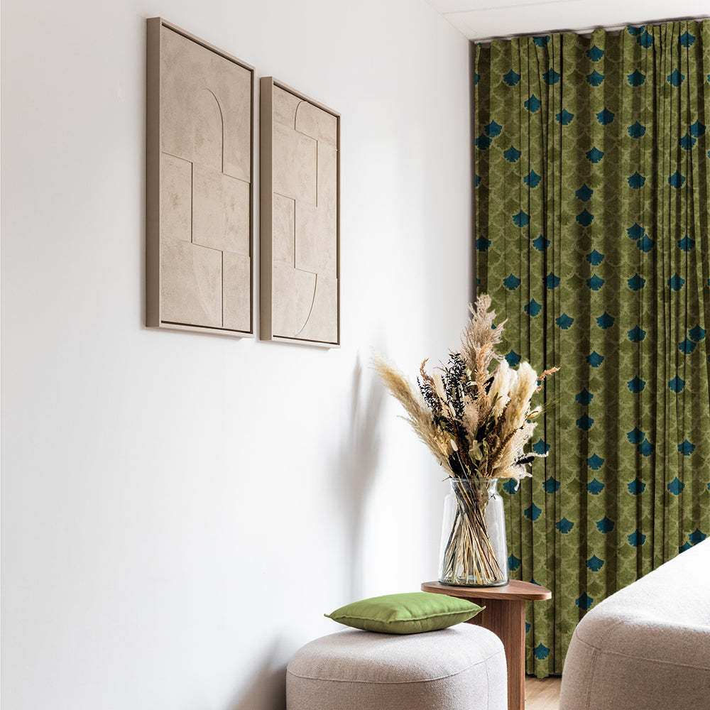 Elegant Geometric Print Matt Finish  Room Darkening Curtain Set of 2 -  MTDS497D