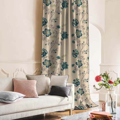 Elegant Floral Print Matt Finish  Room Darkening Curtain Set Of 1pc -  MTDS516D