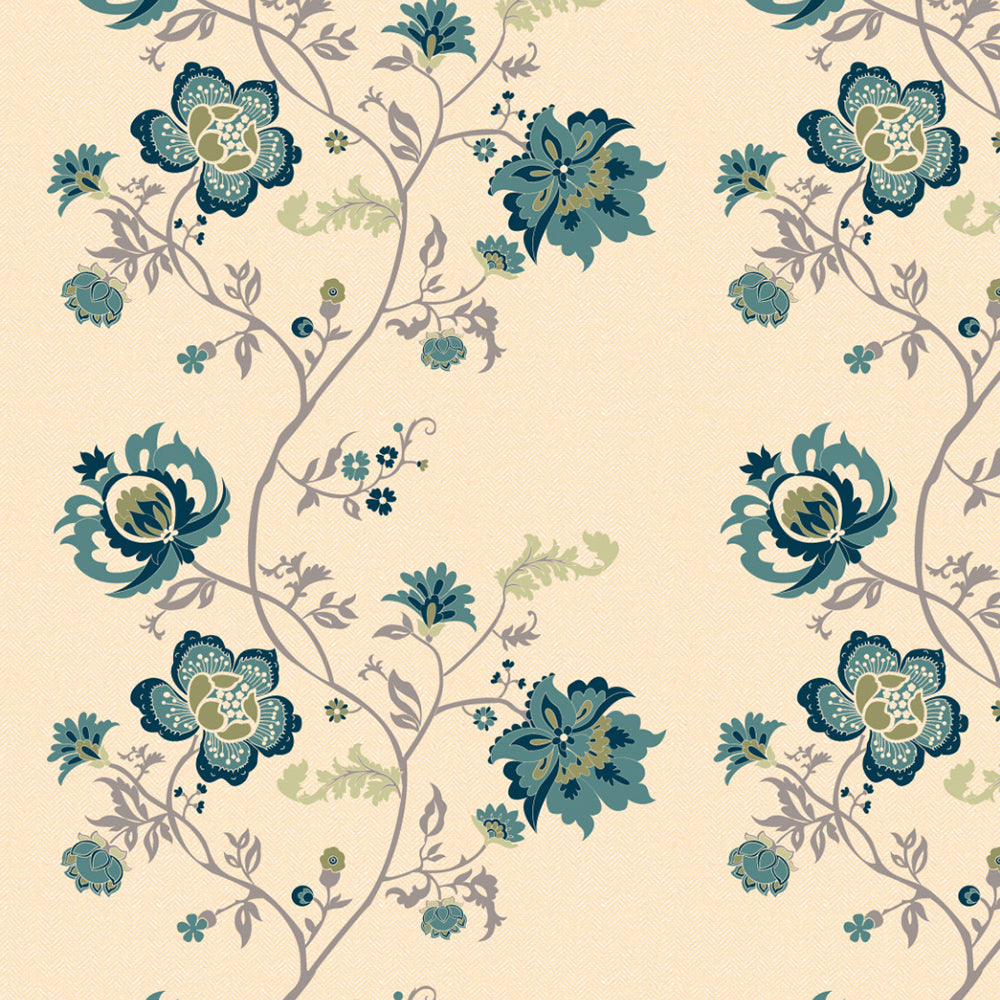 Elegant Floral Print Matt Finish  Room Darkening Curtain Set Of 1pc -  MTDS516D