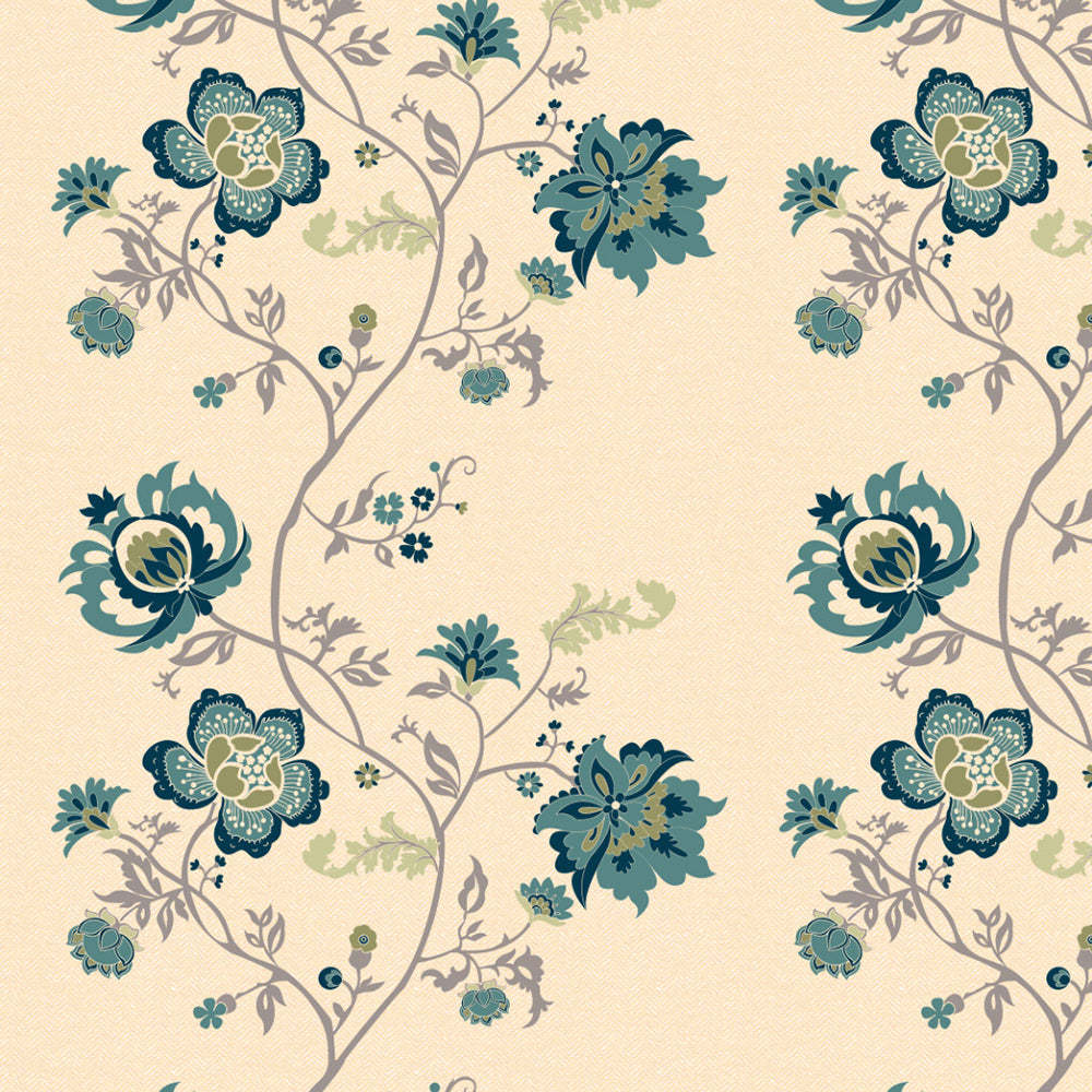 Elegant Floral Print Matt Finish Room Darkening Curtain Set Of 1pc - MTDS516D