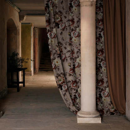 Nostalgic Reverie Combination Tuscany Brown Dimout Curtain Set Of 4 -(DS592DOP5)
