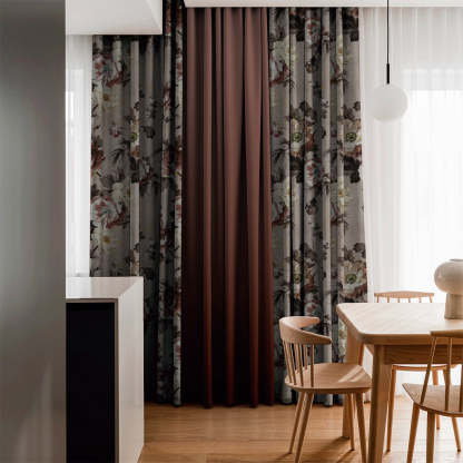 Nostalgic Reverie Combination Tuscany Brown Dimout Curtain Set Of 4 -(DS592DOP5)