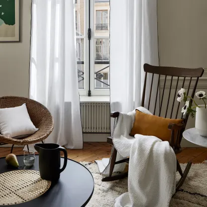 CARLINA Pure White Eyelet Curtains with Black Borden Trim