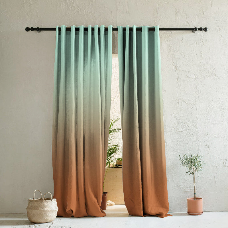 Elegant Ombre Print Room Darkening Curtain - Set of 2 - DSINH9