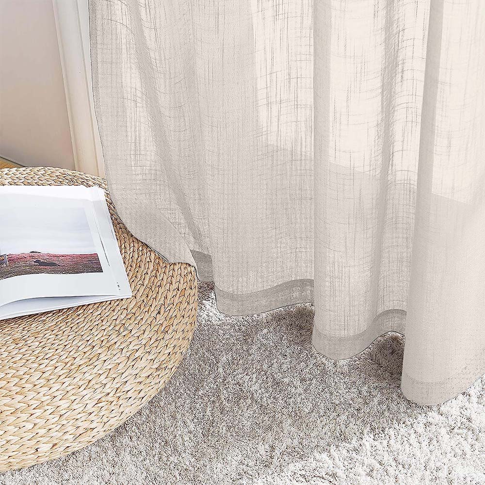 Meta 01 Ombre Harvest Gold Linen Sheer Curtain Set of 2 -(Meta01)