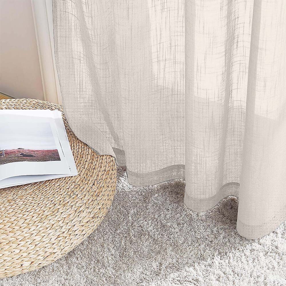 Meta 01 Ombre Harvest Gold Linen Sheer Curtain Set of 2 -(Meta01)