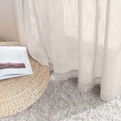 Meta 01 Ombre Harvest Gold Linen Sheer Curtain Set of 2 -(Meta01)