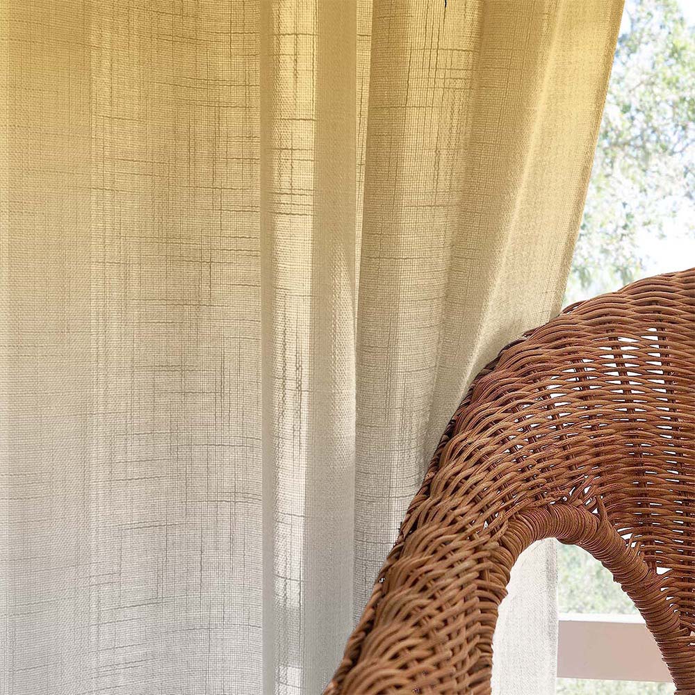 Meta 01 Ombre Harvest Gold Linen Sheer Curtain Set of 2 -(Meta01)