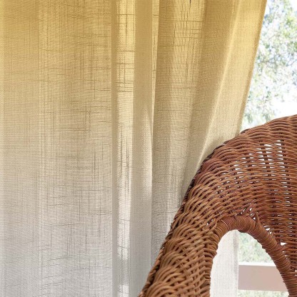Meta 01 Ombre Harvest Gold Linen Sheer Curtain Set of 2 -(Meta01)