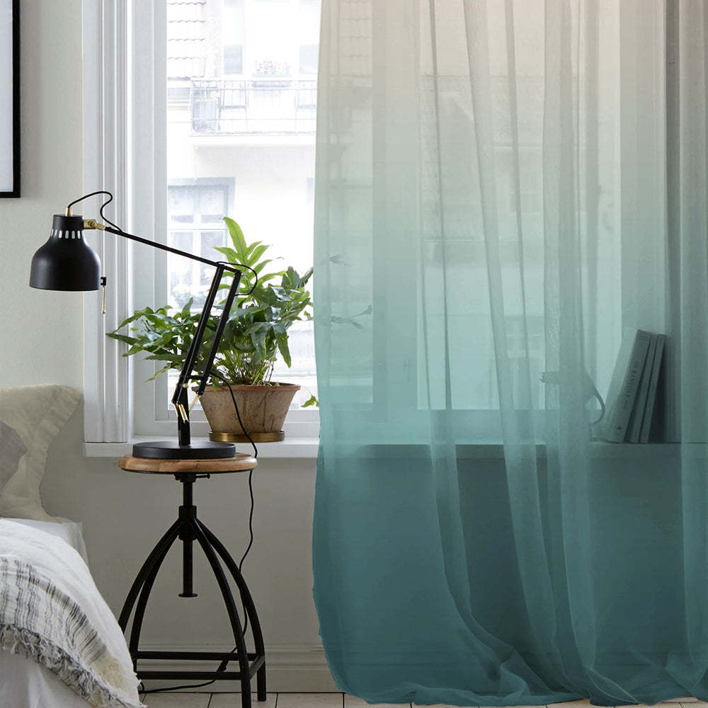 Elegant Ombre Print Sheer Semi Transparent Curtain - Set of 2 -MR8