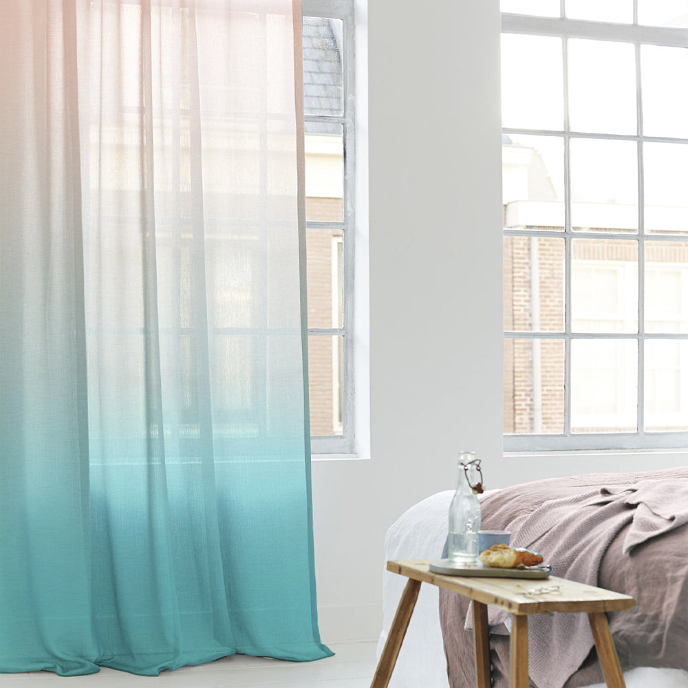 Elegant Ombre Print Sheer Semi Transparent Curtain - Set of 2 -MR8