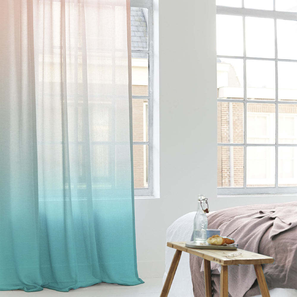 Elegant Ombre Print Sheer Semi Transparent Curtain - Set of 2 -MR8