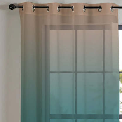 Elegant Ombre Print Sheer Semi Transparent Curtain - Set of 2 -MR8
