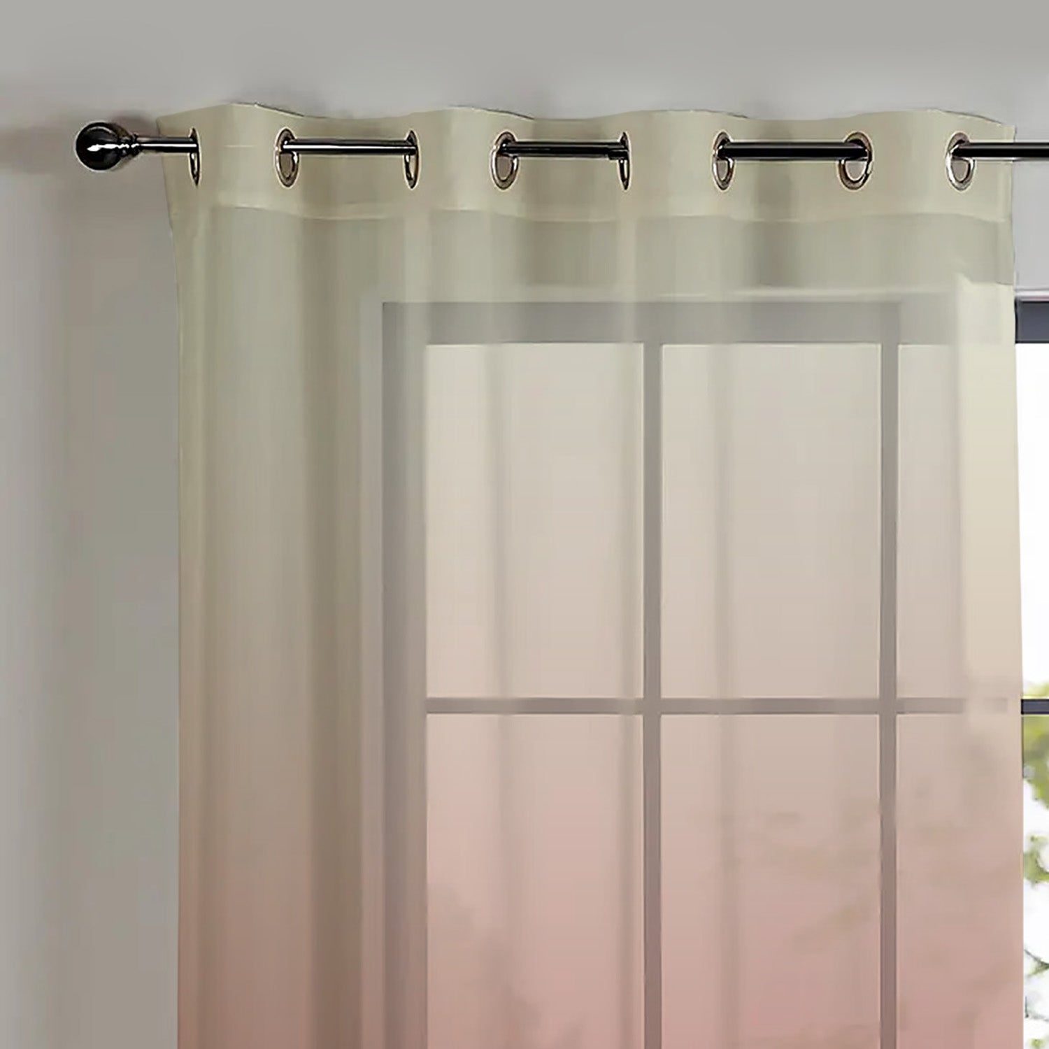 Meraki 3 Ombre Watermelon Red Shimmer Sheer Curtain Set Of 2 - (Meraki3)