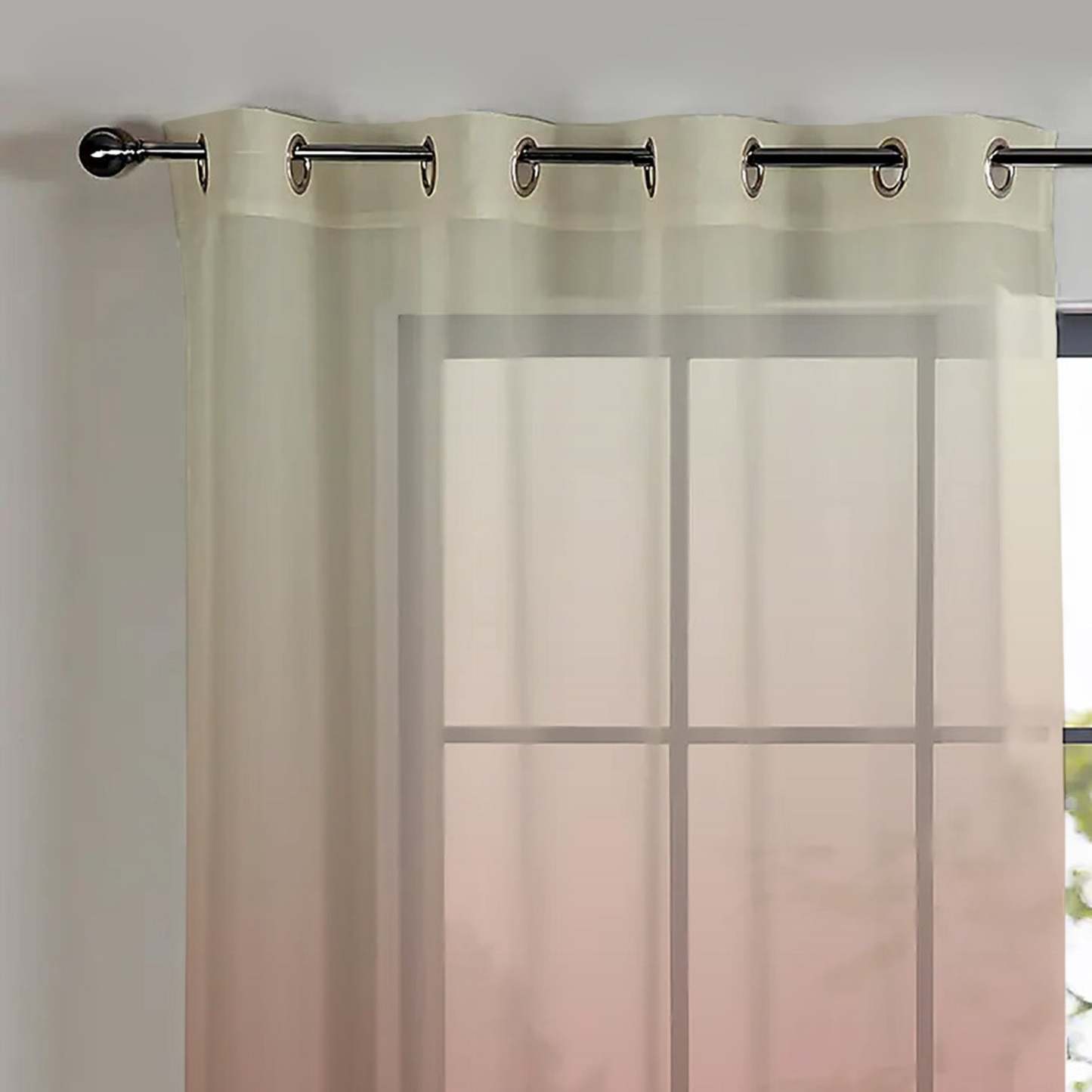 Meraki 3 Ombre Watermelon Red Shimmer Sheer Curtain Set Of 2 - (Meraki3)