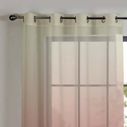 Meraki 3 Ombre Watermelon Red Shimmer Sheer Curtain Set Of 2 - (Meraki3)