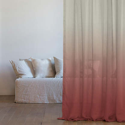 Meraki 3 Ombre Watermelon Red Shimmer Sheer Curtain Set Of 2 - (Meraki3)